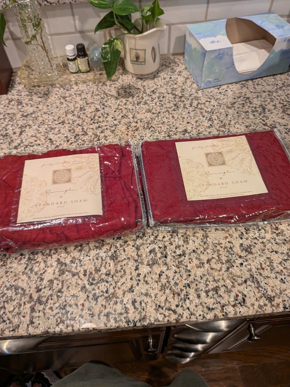 Finely Stitched by Carrington Set of 2 Red Quilted Standard Shams New In Package
